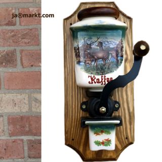 Wand Kaffeemühle - Wandkaffeemühle Keramik - Wand Deko - Kaffee Mühle Jagdmotiv Bild
