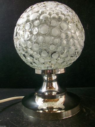 70er Jahre Tischlampe / Bubble - Glas / Chrom - Plastik - Fußteil / Kult - Vintage Bild