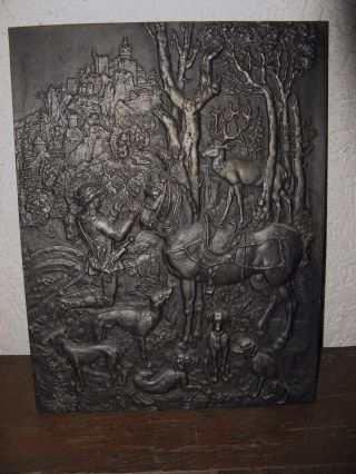 Jagdliches Kunstguß Relief Shw Wasseralfingen Eisenguß 24x31,  5cm 2,  73 Kg Gut Erh Bild