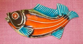 Dekorativer Keramik - Fisch Aus Den 70er Jahren - Wandschmuck - Art Pottery Bild