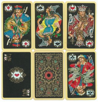 Alte Russische Spielkarten,  Kartenspiel Mit Besonderem Bild,  Schwarzes Palech Bild