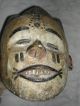 Uralte Afrikanische Holzmaske Holz Maske Handgeschnitzt Handbemalt Naturfarben Afrika Bild 6