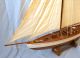 Großes Edles Schiffsmodell Segelyacht 125cm Holz Mit Gesteppten Stoffsegeln Boot Maritime Dekoration Bild 4