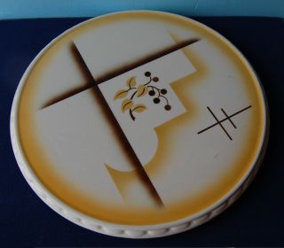 Kuchenplatte Grünstadt Keramik Nr.  6449 Abstraktes Dekor 20er - Jahre Spritzguß Bild