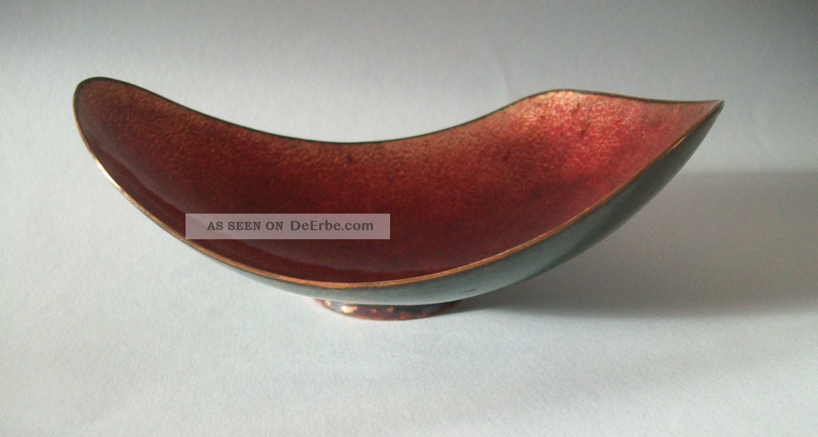 Schale Emaille Auf Kupfer Emaille 50er 60er Geschwungen 1950-1959 Bild
