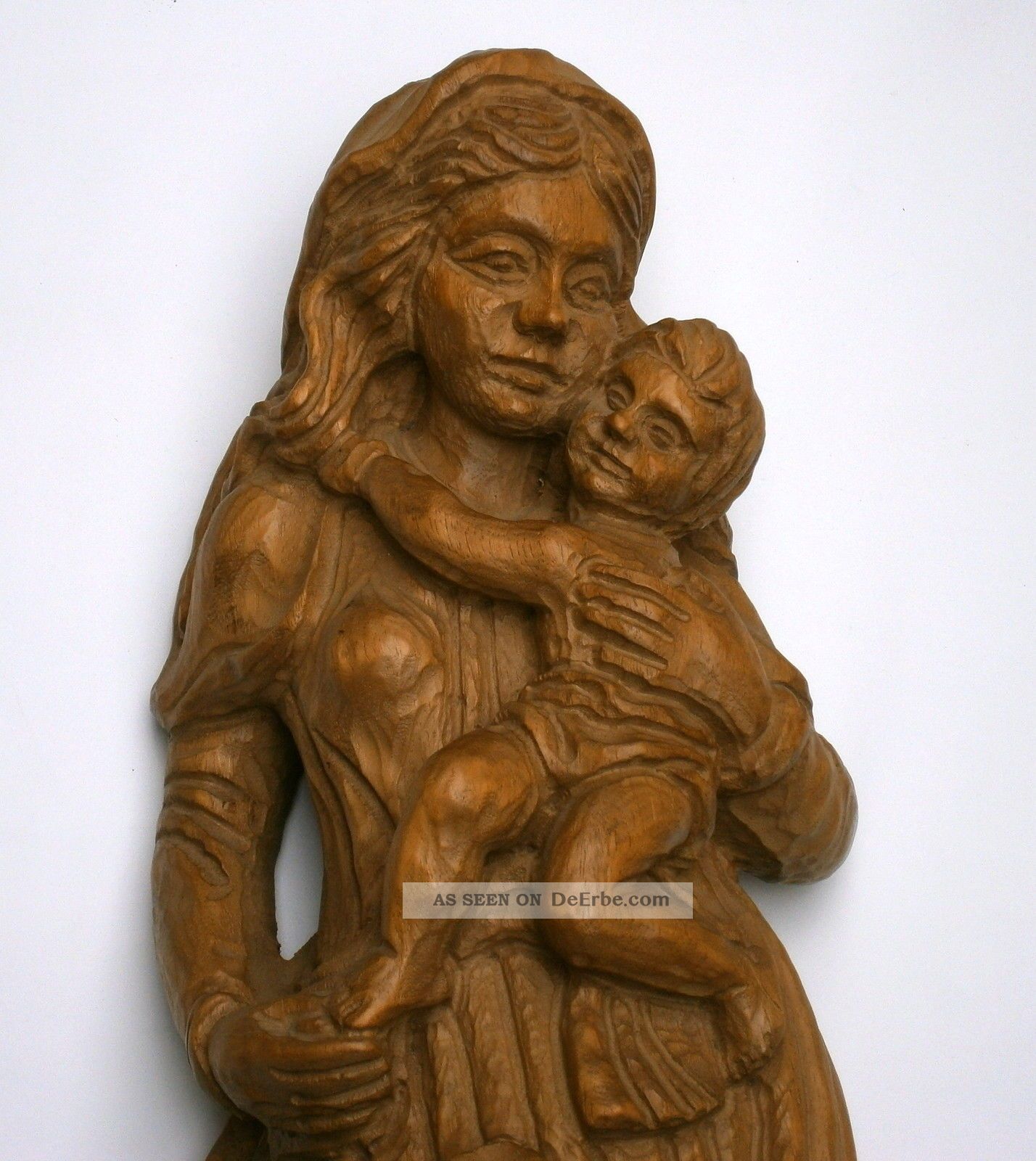 Wundervolle Madonna Mit Kind Auf Sockel Holz Massiv Groß 72 Cm.  Top Erhalt 1950-1999 Bild