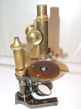 Altes Mikroskop Aus Messing Von E.  Leitz Wetzlar No.  78708 Um 1900 Bild