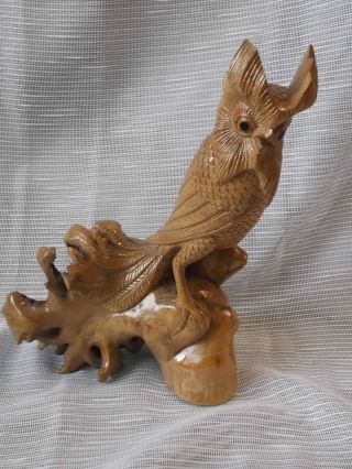Tierfigur - Eule - Kauz - Waldohreule - Holz - Wurzelholz - Geschnitzt - Topp Bild