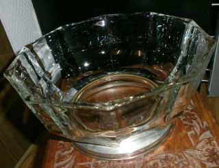 Kristallglas Schale Silber Metallfuß Glasschale 23,  5 Zehneckig Italy Bild
