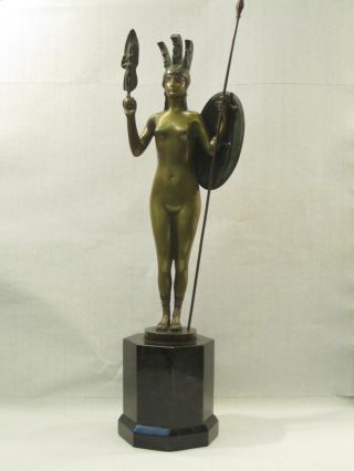 Simon Moselsio - Skulptur - Athena 1919 - Bronze Statue Amerikanisch Bild