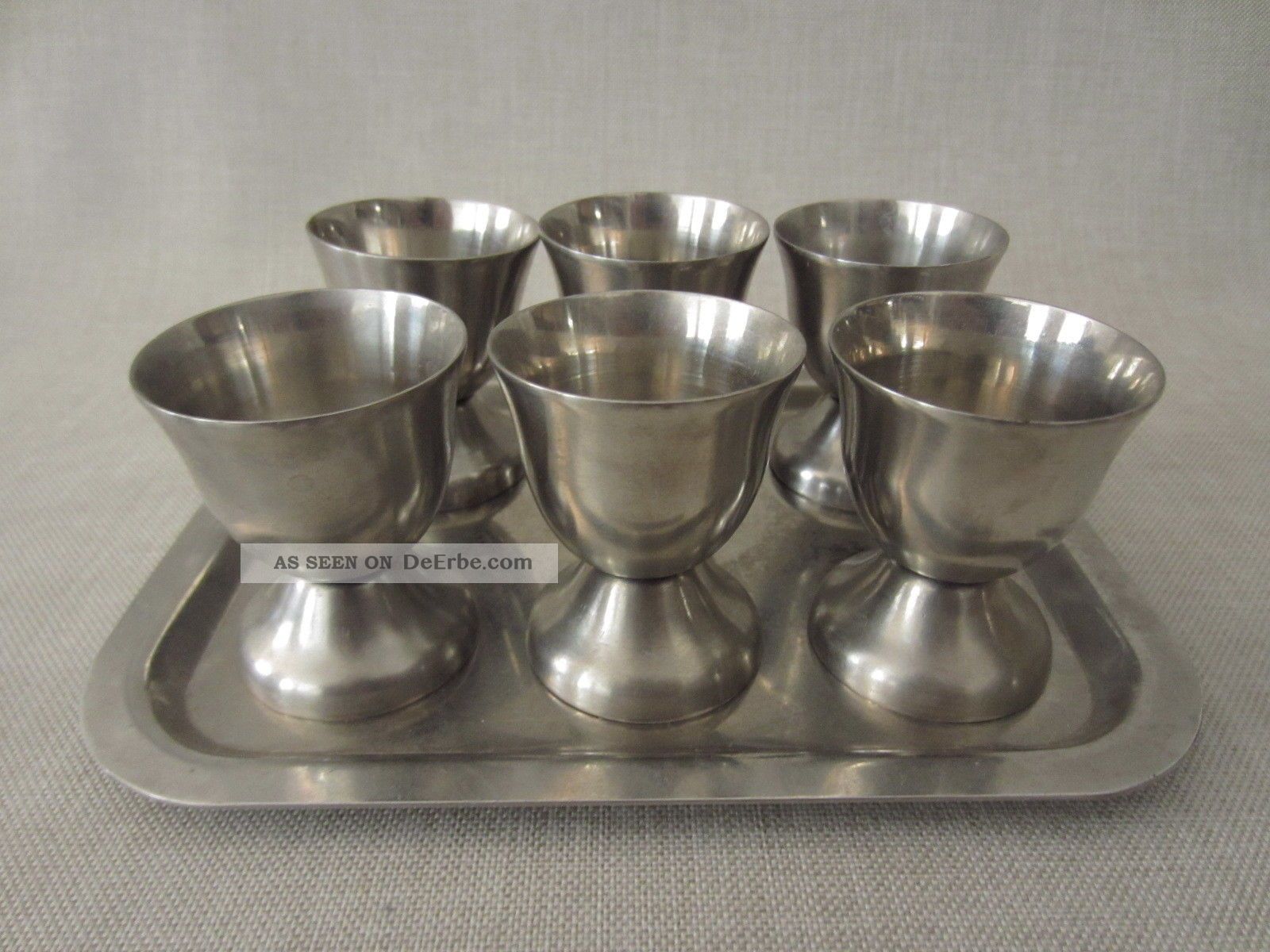 Wunderschöne Eierbecher Menage 6tlg 6 Pers.  Auf Tablet Silber Plated Objekte ab 1945 Bild