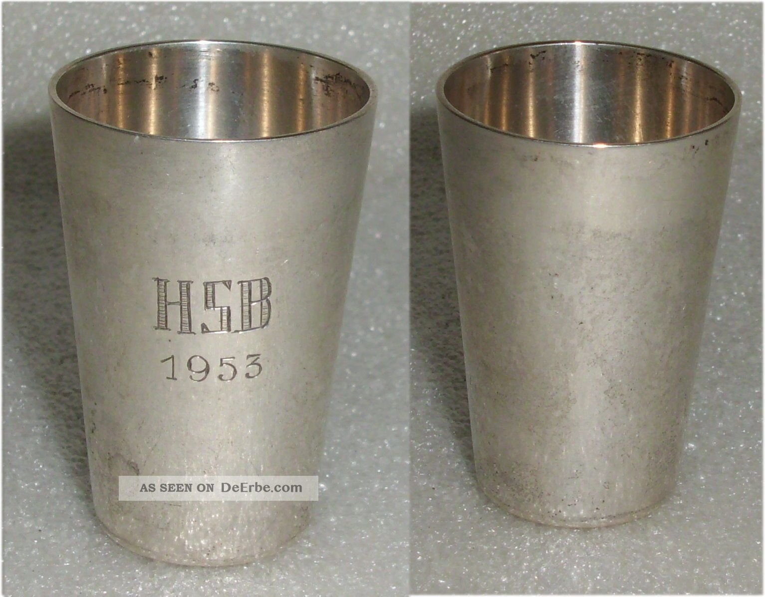 Toller Alter Schnaps - Becher Aus 835er Silber,  Graviert Hsb 1953 (da3704) Objekte vor 1945 Bild