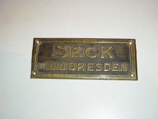 Messingschild/maschinenschild ? Ect.  Seck Dresden Ca.  1940 ? Sammlerschild ? Bild