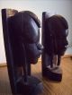 Alte Ebenholz Figur Skulptur Schnitzerei Buchstütze Schwer Afrika 2 Stück Entstehungszeit nach 1945 Bild 4