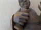 Skulptur Holz Massiv Handgeschnitzt Mönch Weinkelch Weingenießer Höhe 37cm 1950-1999 Bild 2