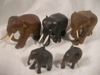 5 Holz Elefanten Figuren Bild