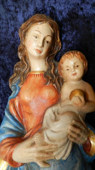 Madonna Mutter Gottes Jesus Christus 60cm Heiligenfigur Geschnitzt Holz Skulptur Bild