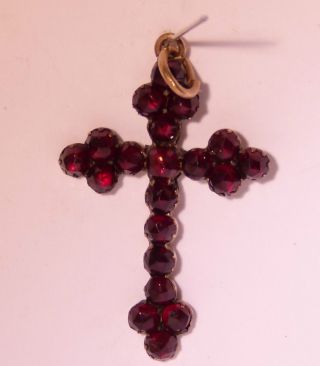 Biedermeier Granat Kreuz Bild