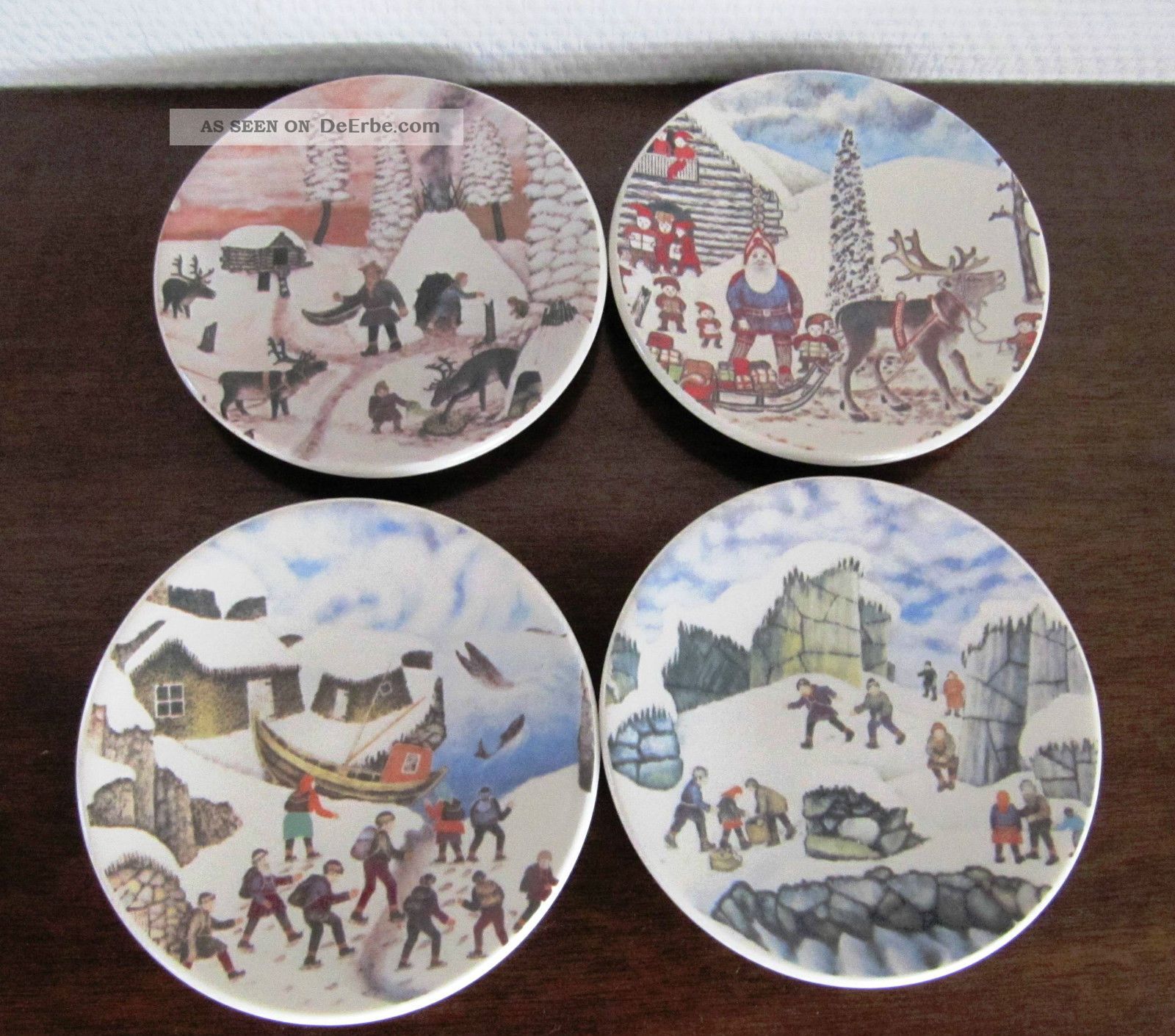 4 Kl.  Arabia Finland Sammel Wand Teller Nr.  6,  7,  8,  9 Von A.  Alariesto 1980 Rar Nach Marke & Herkunft Bild