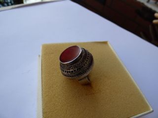 Alter Damen Ring,  935 - Er Silber Mit Einem Großen Karneol (alt Frankreich) Bild