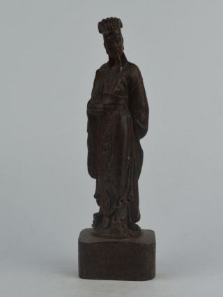 23 Cm Exquisite Handarbeit Alten Sandelholz Skulptur 诸葛亮 Figuren Statue 19.  Jhd Bild