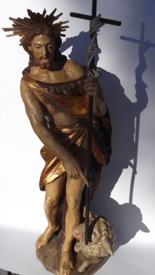 Agnus Dei Antike Christusfigur 78 Cm Holz Geschnitzt Und Vergoldet Bild