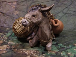 A.  Tripi Krippenfigur Aus Palermo Terracotta Esel Mit Gepäck Traumhafte Figuren Bild