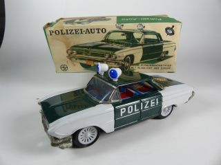 Vintage Us Police Car Made In Japan Tinplate Blech Auto Nos Bild