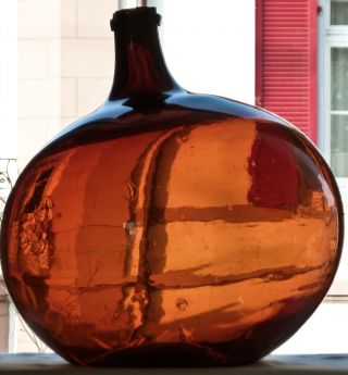Alte Große Mundgeblasene Bonbonne Flasche Waldglas Abriss Weinballon Um 1840 Bild