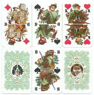 Alte Spielkarten,  Kartenspiel,  Rommee,  Bridge,  Canasta Mit Jagdmotiven,  Coeur Bild