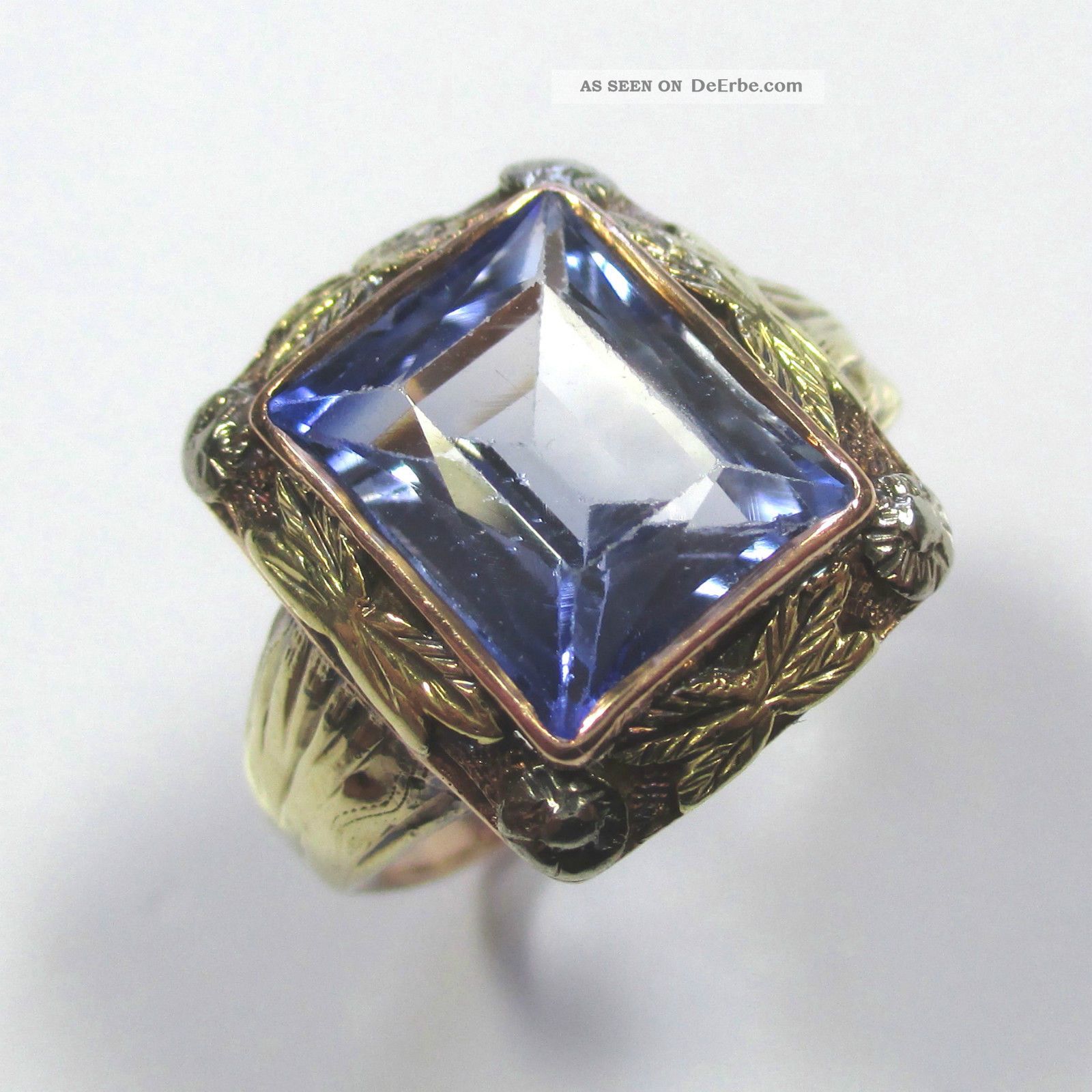 304 - Dekorativer Art Deco Farbstein Ring Aus Gelbgold 585 - - - Video 1889/85 Ringe Bild