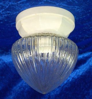 Jugendstil Plafoniere Deckenlampe Um 1910 - Weißporzellan Glas Bild