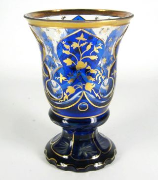 Handgeschliffener Glas Becher / Pokal Golddekor Ca.  1920 Jugendstil / Art Deco Bild