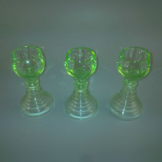 3 Kleine Alte Miniatur Glas - Römer Jugendstil Grün Schnaps - Gläser Antik Glass Bild