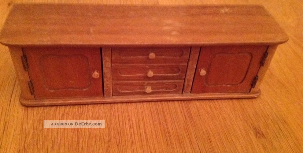 Antiker Schrank Für Die Puppenstube,  Sideboard,  Kommode Alt Original, gefertigt vor 1970 Bild