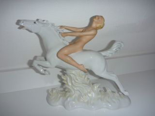 Schaubach Porzellan Figur Frau Auf Pferd Bild