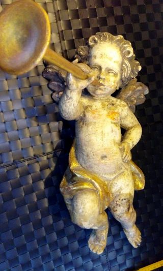 Großer Holz Engel Putte 49 Cm Sehr Alt Antik Barock Jugendstil Antiker Bild
