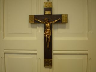 Altes Holzkreuz Kreuz Kruzifix Mit Messing Jesus Bild