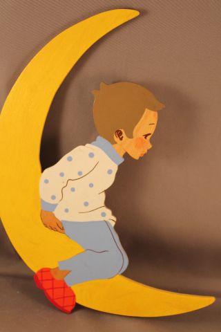 60er Jahre Wandbild Holzbild Peterchens Mondfahrt Mertens Kunst Bild Bild
