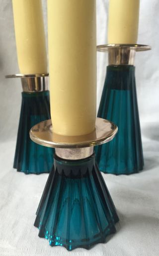 3 X Glas Kerzenhalter Wmf (wilhelm Wagenfeld/zalloni Ära) 50er 60er Jahre Vintage Bild