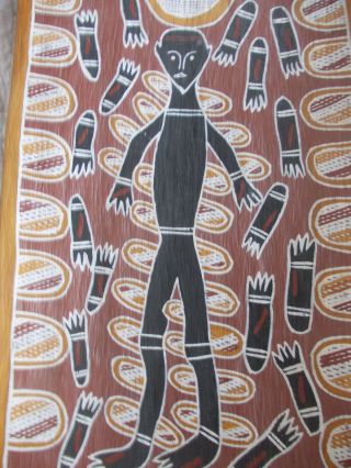 Aboriginal Dot Point Painting Bark Rinde Arnhemland 1972/83 Dachbodenfund 82cm Bild