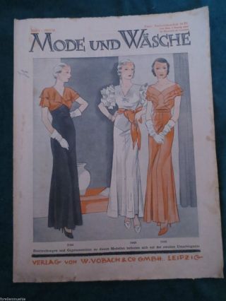 Mode Und Wäsche 1933/34 Heft 6 Kleider Schürze Nachtwäsche Schnittmuster Bild