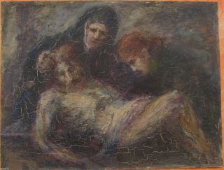 Antikes Ölgemälde Jesu Grab Niederlegung Jesu Tot Sign.  Pfaff Bild