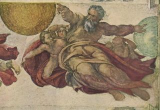 Michelangelo (1475 - 1564) Die Erschaffung Von Sonne,  Mond Und Vegetation Bild