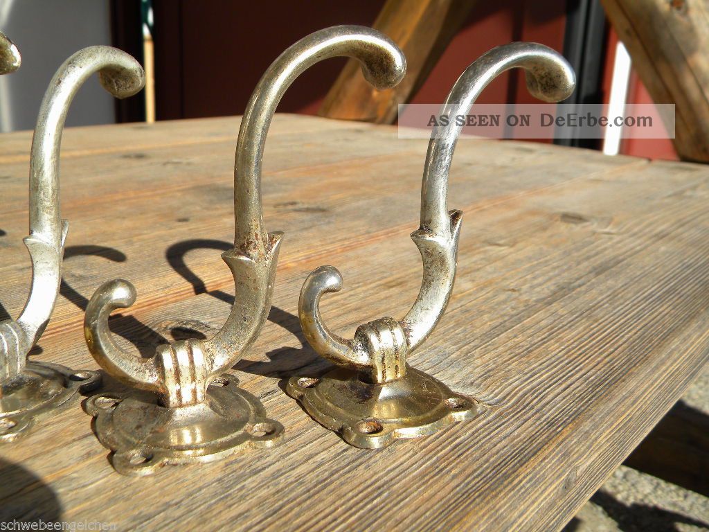6 Ant Kleiderhaken Garderobenhaken Gewandhaken Wandhaken Wandgarderobe Garderobe Antike Originale vor 1945 Bild