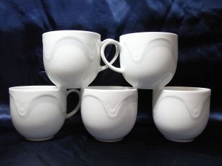 4x Kaffeetasse - Manufaktur Ak Kaiser - Mod.  Visby - Dekor Grau - Weiß Reliefiert Bild