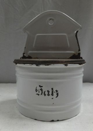 Vorratsdose Vorratsbehälter Wandbehälter Email Salz Um 1900 Bild