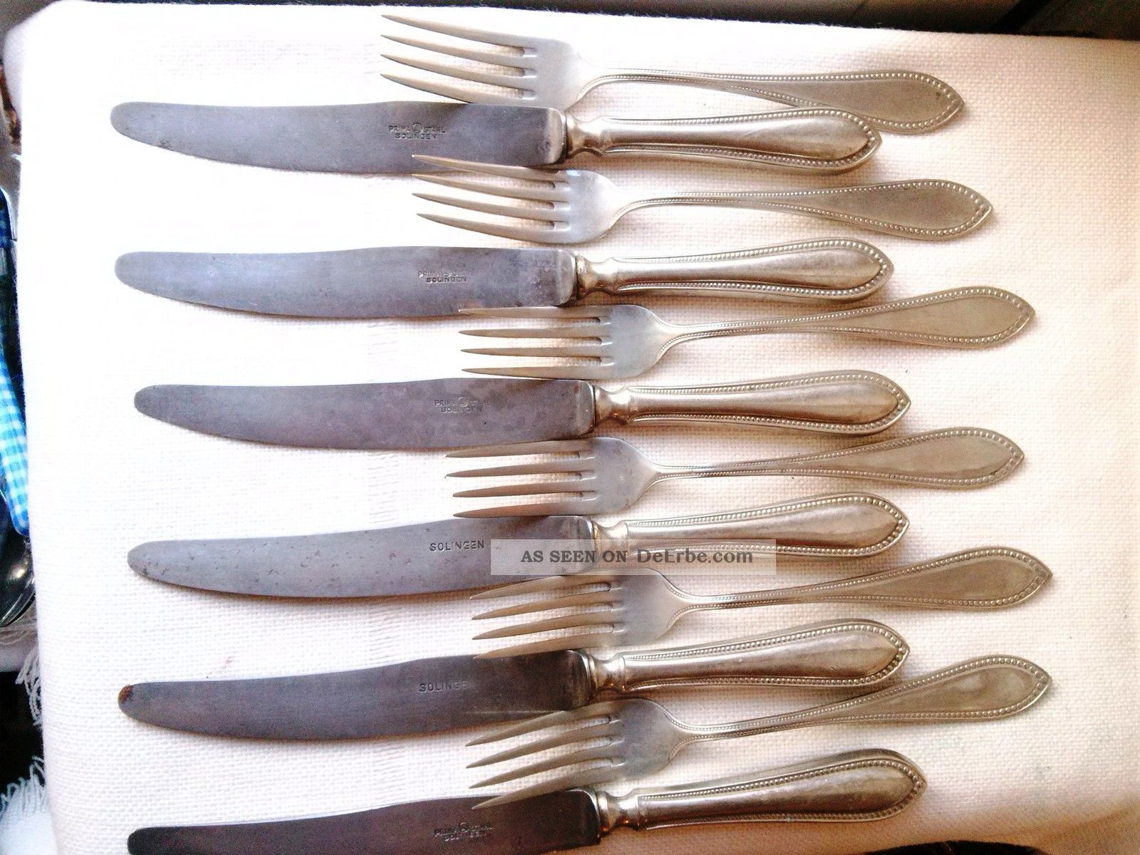 Antik 12tlg.  Besteckset 6messer & 6gabeln Alpacca/solingen Versilbert Silberaufla Objekte vor 1945 Bild