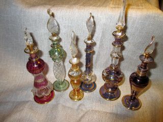 6 Glas Flakons/phiolen Aus Ägypten,  Verschiedene Farben Und Größen,  Stück 1,  99€ Bild