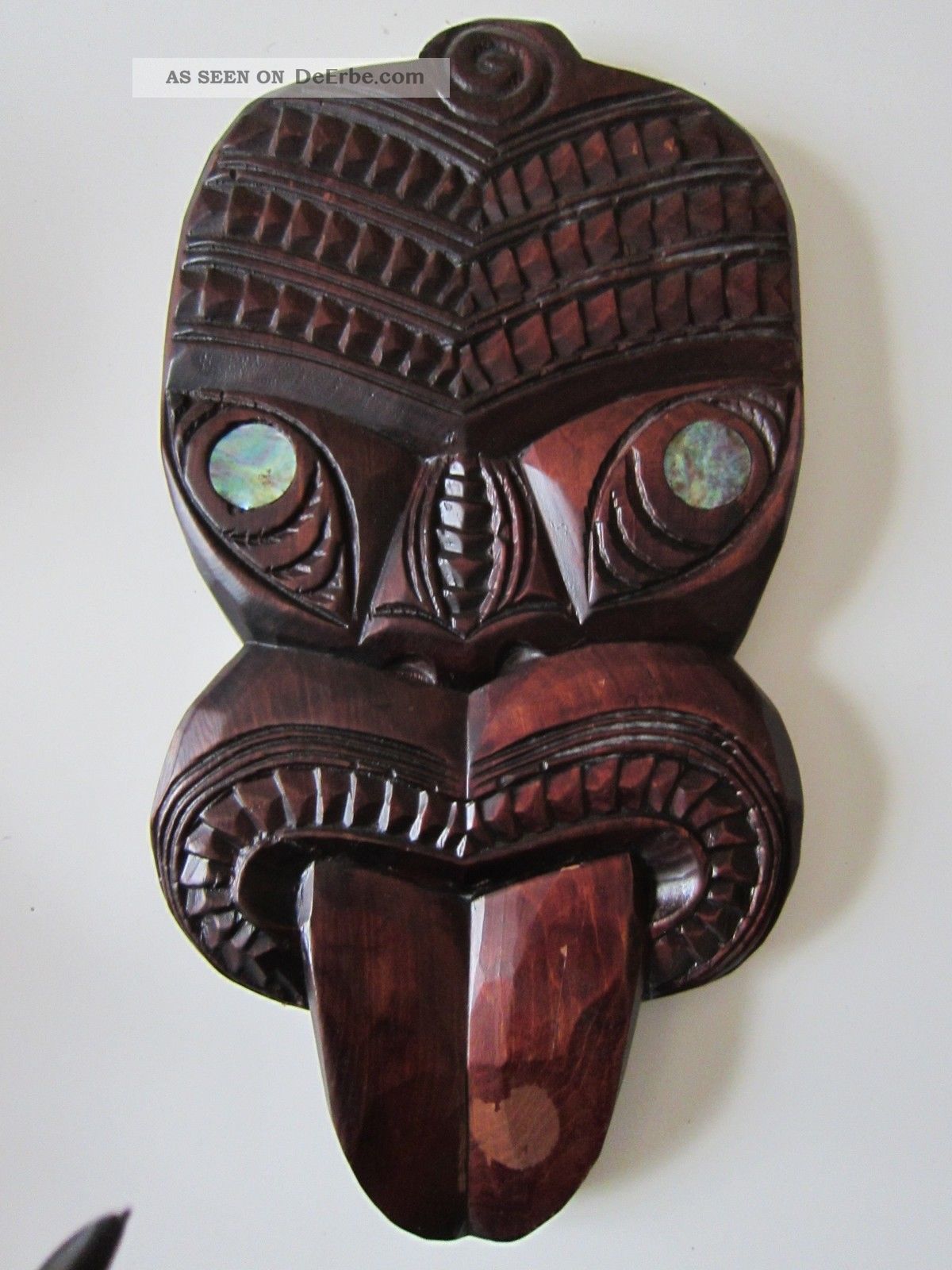 Maori Neuseeland Wand Maske V.  1978 Geschnitzt 328 Gr.  Höhe: 27 X 14 Cm Top Internationale Antiq. & Kunst Bild
